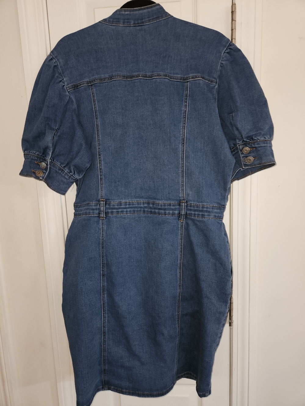 NY&C Co. Puff Sleeve Denim Dress Sz XL - Picture 4 of 14